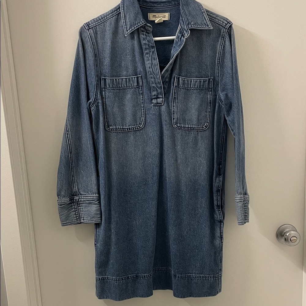 Madewell Airy Denim Edition Popover Minidress. Never worn! Like new